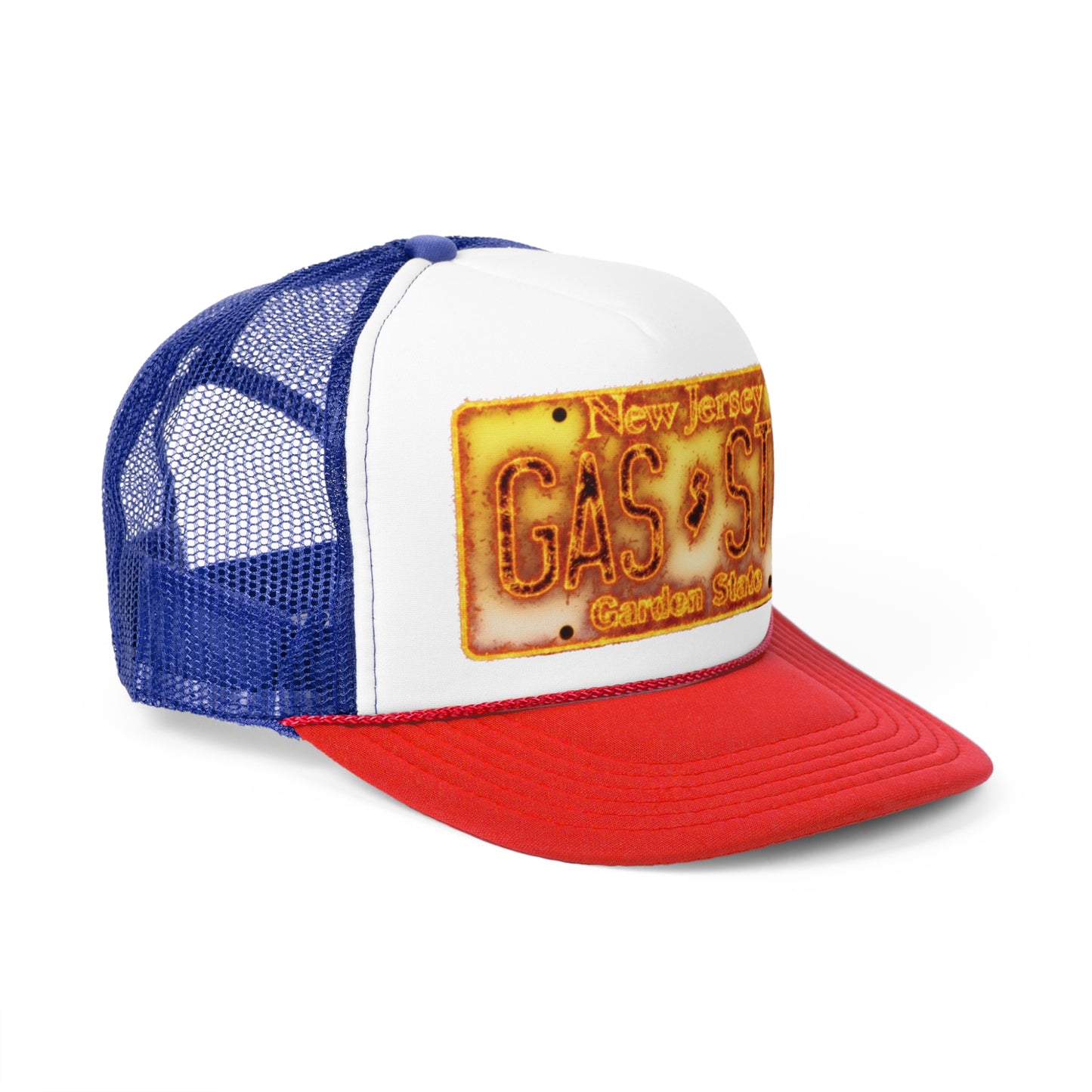 NJ Liscense Plate Flame Trucker Hat