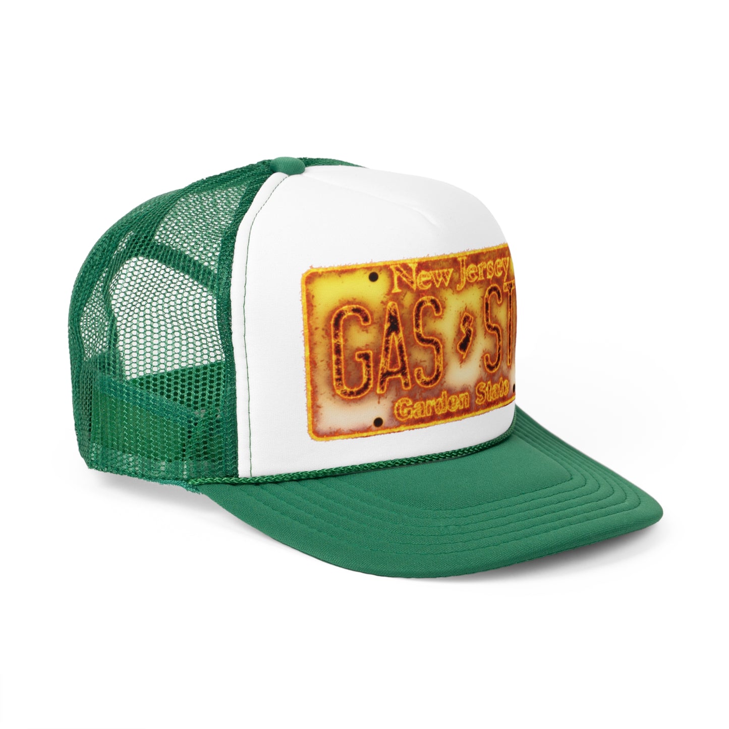 NJ Liscense Plate Flame Trucker Hat