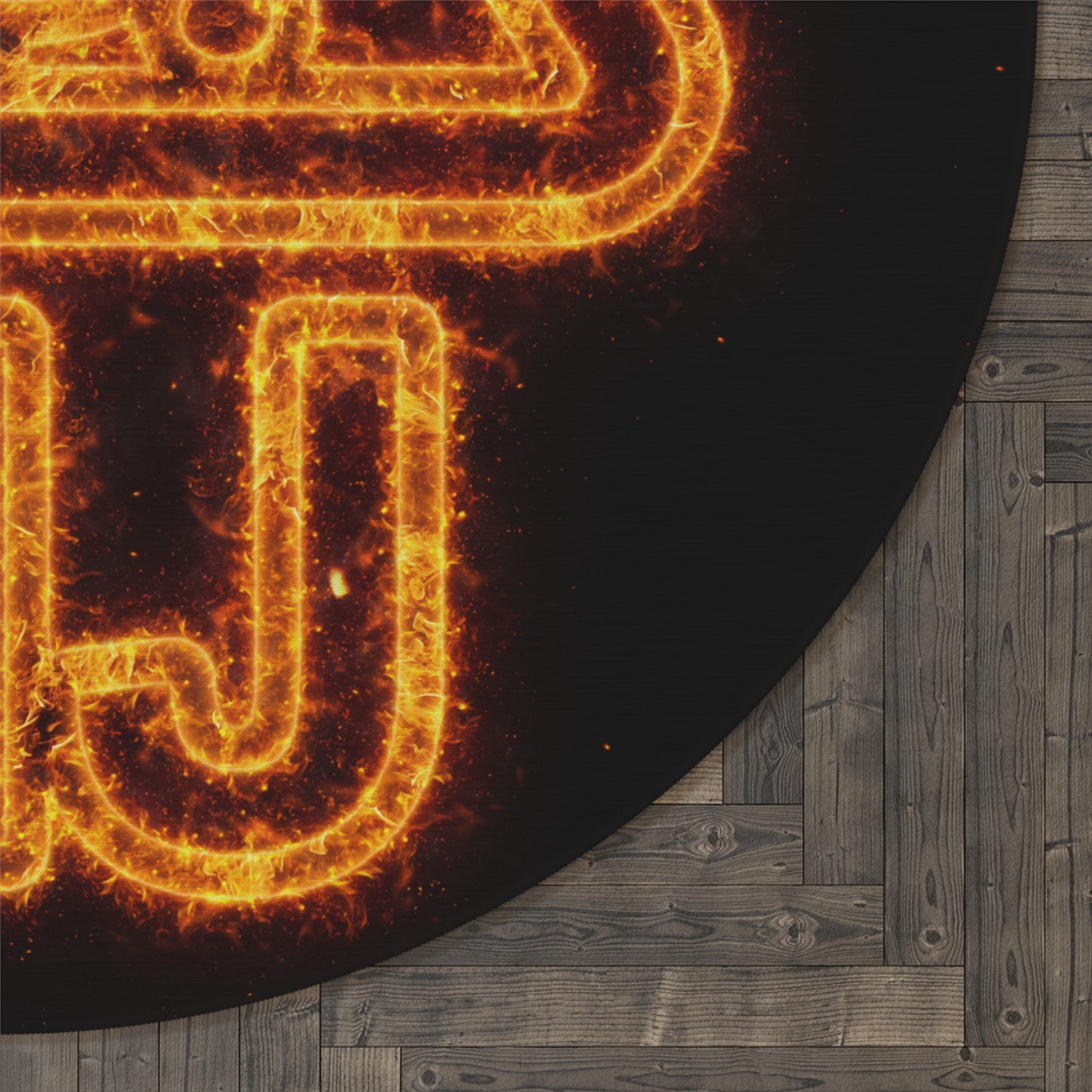 NJ Cannibas Flame Alert Round Rug