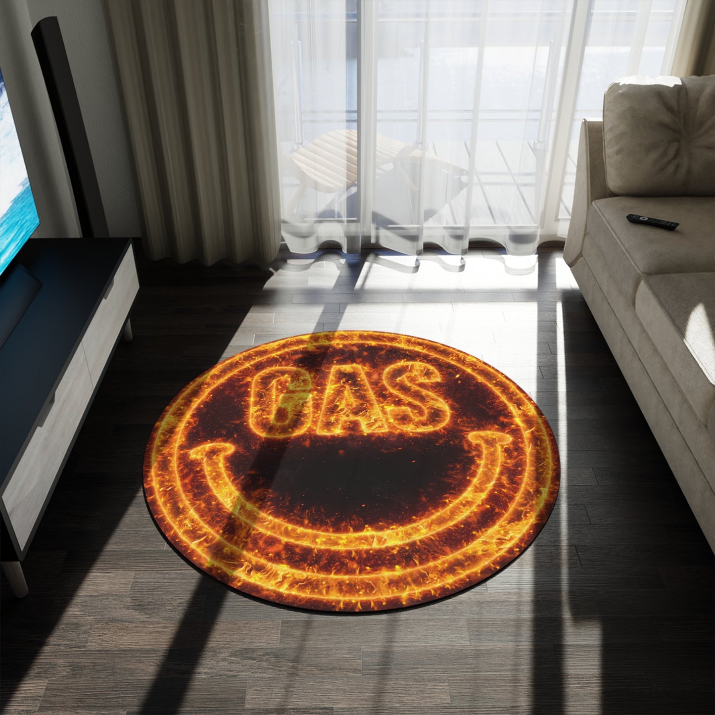 GAS Face Flame Round Rug
