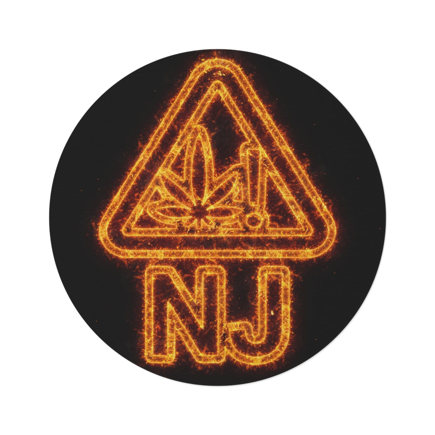 NJ Cannibas Flame Alert Round Rug