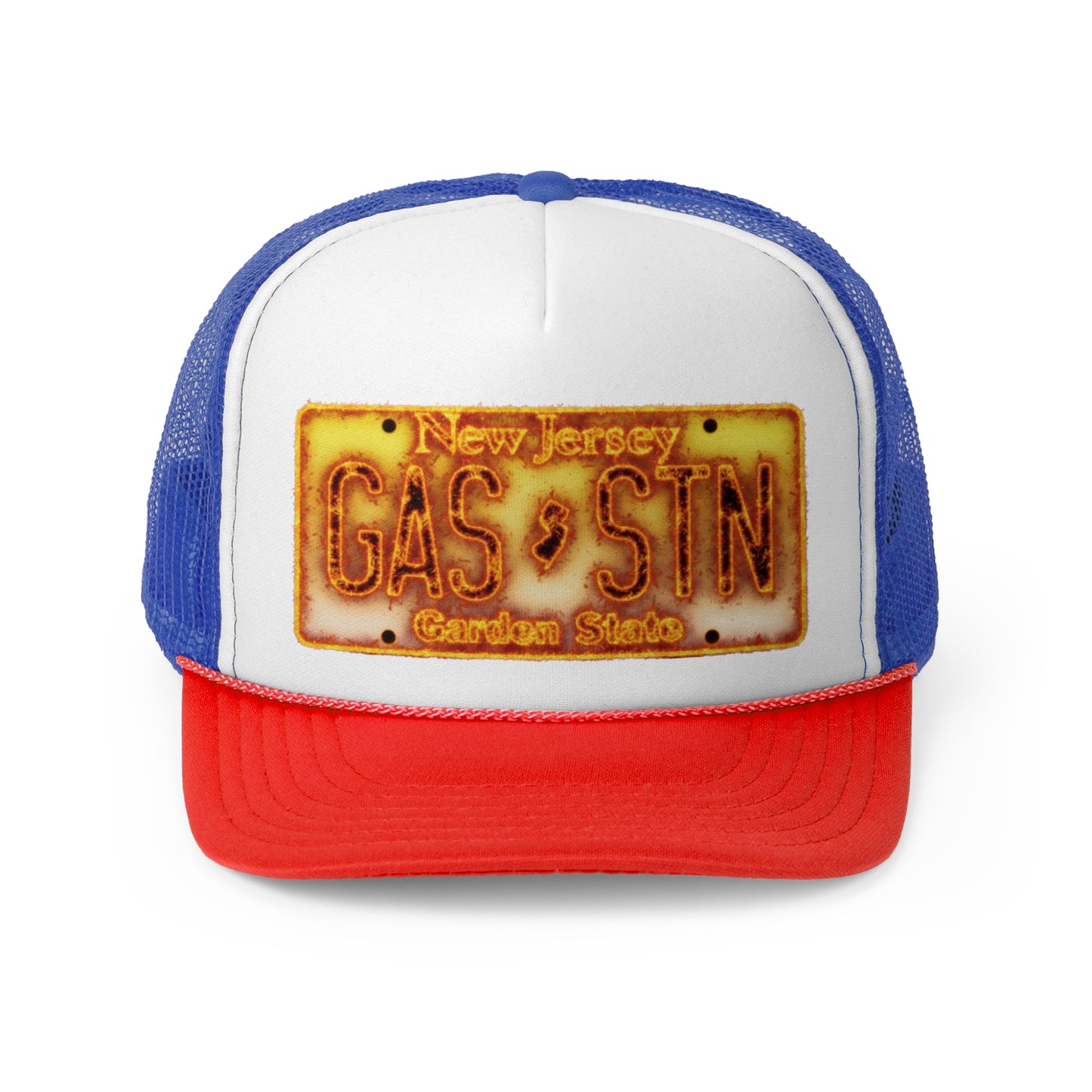 NJ Liscense Plate Flame Trucker Hat