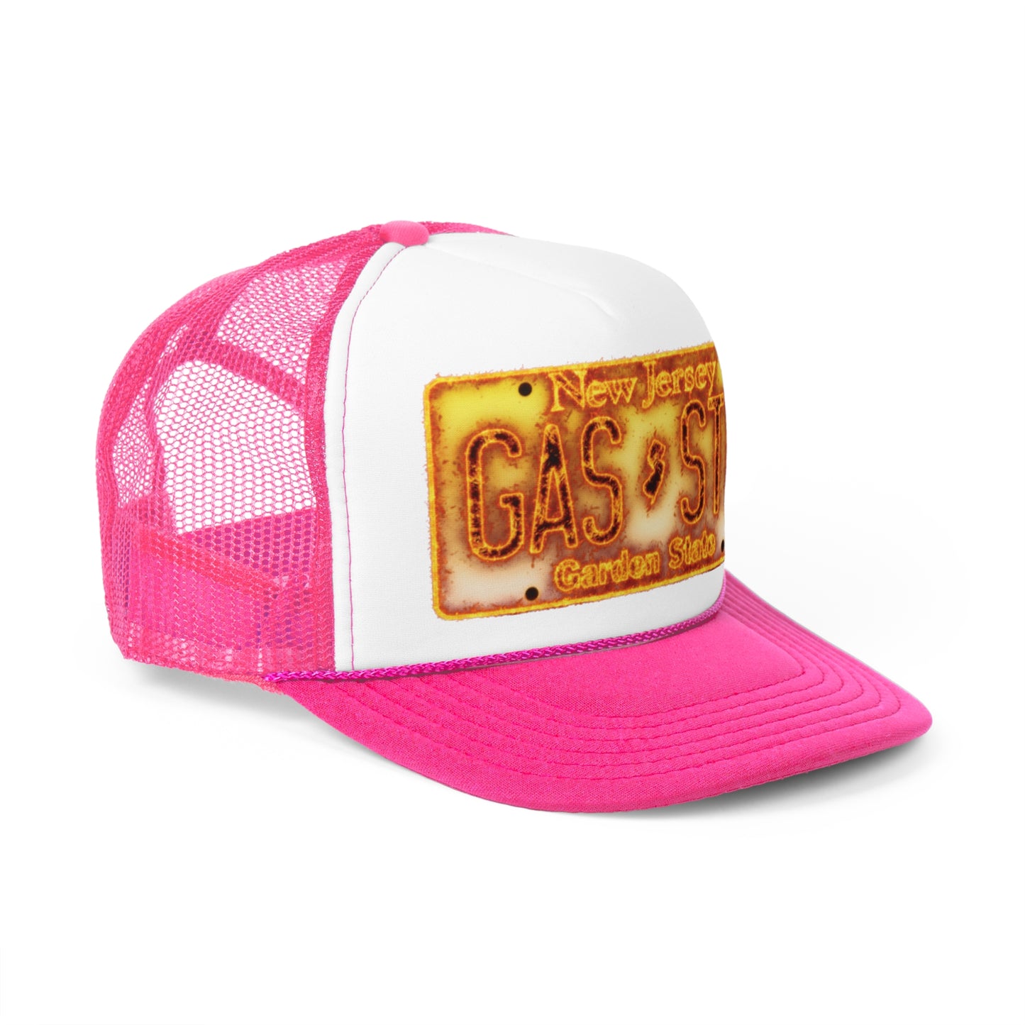 NJ Liscense Plate Flame Trucker Hat