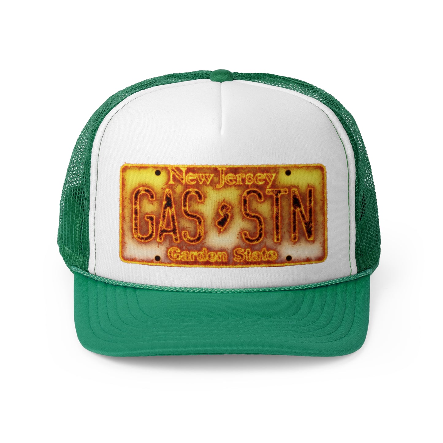 NJ Liscense Plate Flame Trucker Hat